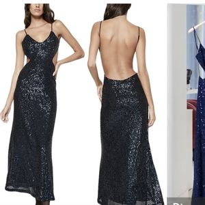 NWT Navy Bardot Sequin Dress